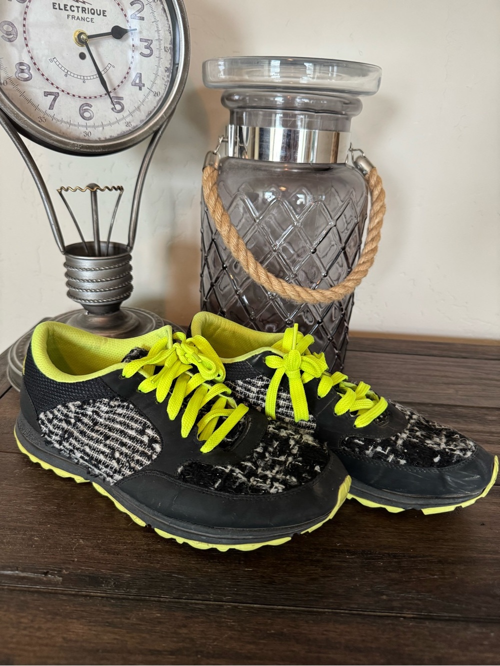 Sam Edelman Black Sneakers with Neon Yellow Interior